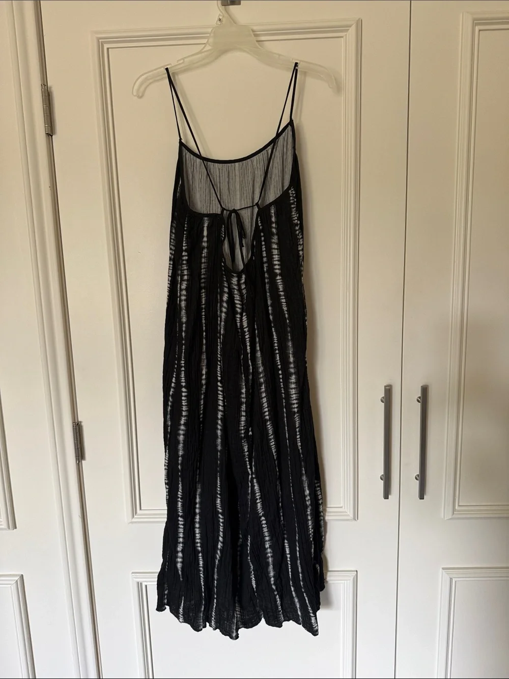 H&M Black Maxi Gauze Dress Coverup with Vertical White Stripe Detail - Picture 2 of 10